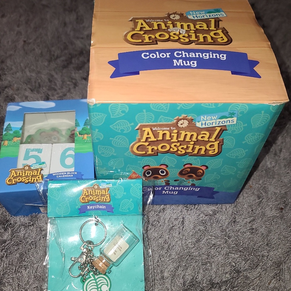 Animal Crossing Color Changing Mug, Wood Calendar, Keychain